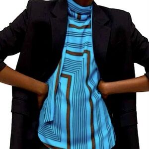 MANGO Satin Print Blouse NWOT